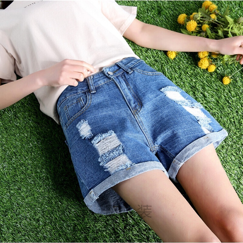 高中生牛仔裤裤子女生初中生牛仔短裤少女1夏季13大童1415破洞韩版外