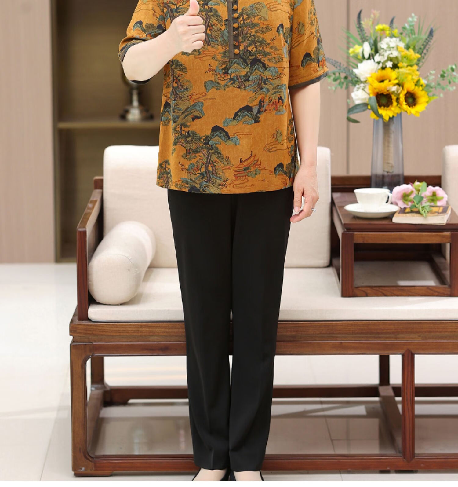 秉藜 老太太的真丝衣服胖妈妈夏装加肥加大码丝绸缎短袖上衣中老年人