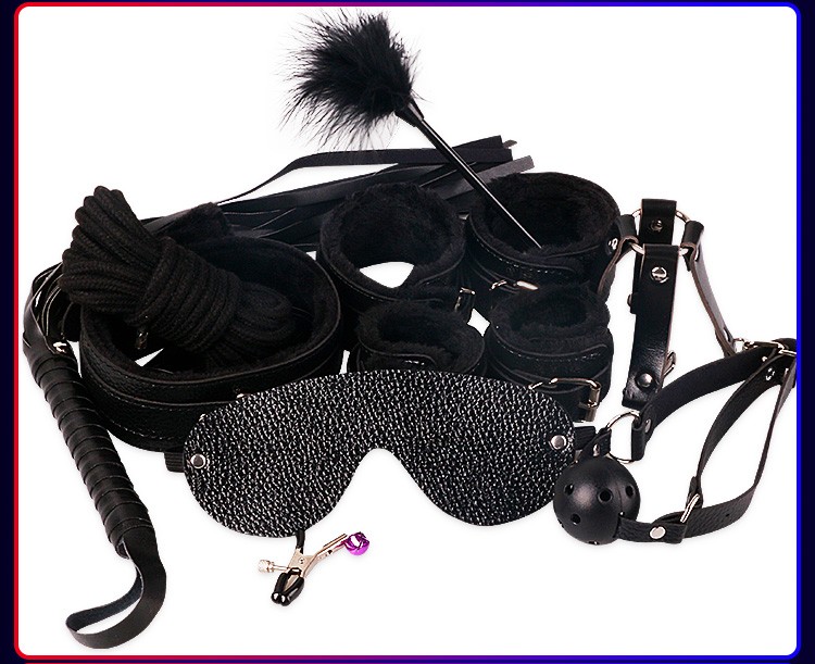 束缚捆绑套装十件套分张腿手脚铐口塞皮鞭子sm另类性玩具成人情趣用品