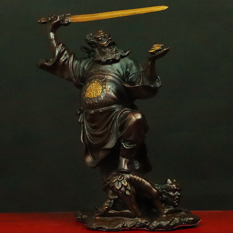 纯铜钟馗神像摆件 道教天师钟馗像赐福 降妖除魔店铺供奉 持扇子钟馗