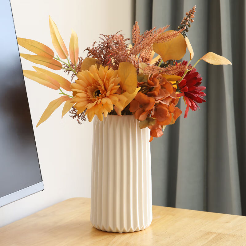 客厅餐桌干花水养插花北欧式ins装饰品 树叶花瓶一个(高15cm)【图片