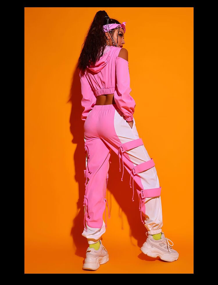 威普驰韩舞女团演出服套装粉色打歌服性感嘻哈街舞服装爵士舞蹈服威普