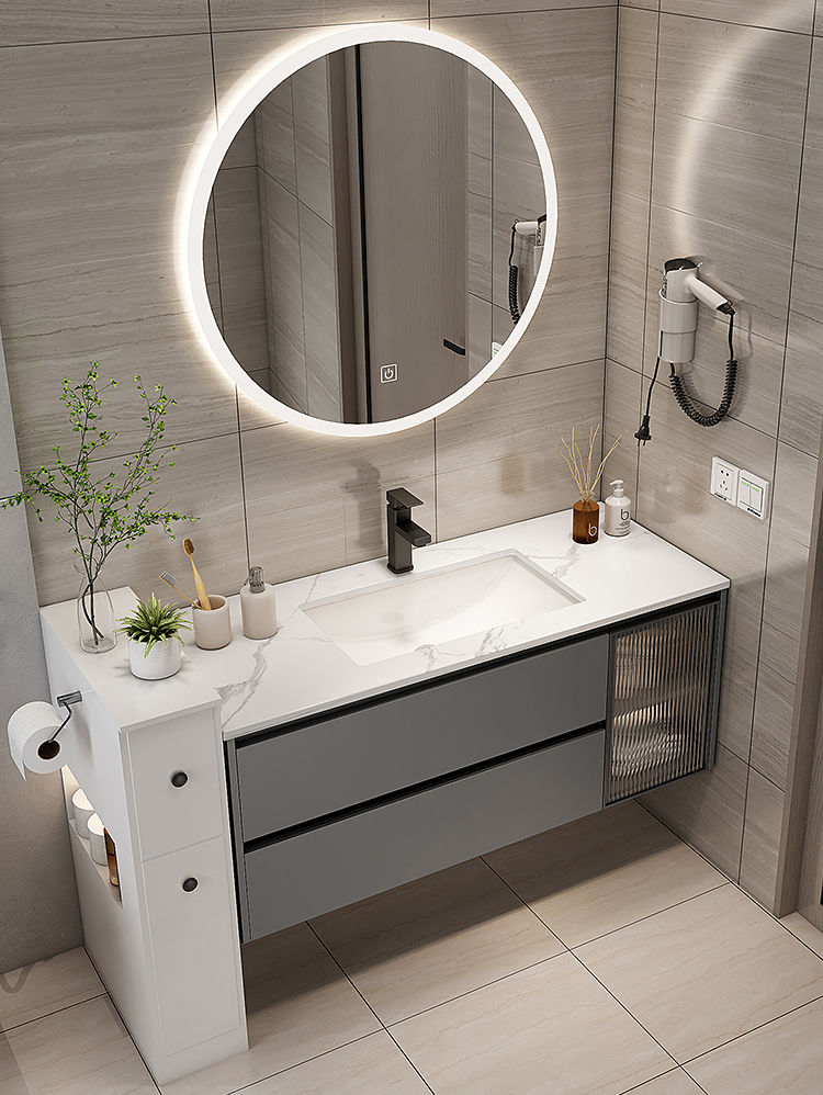 科振达轻奢卫浴室柜组合卫生间洗手池洗脸洗漱台岩板陶瓷一体盆北欧