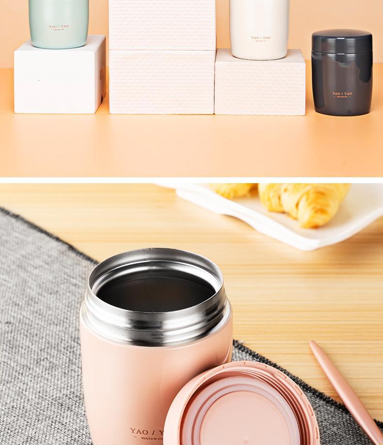 麦鸿狄矮胖型保温杯迷你焖烧杯小矮粗宽口便携小容量装稀饭豆浆的早餐