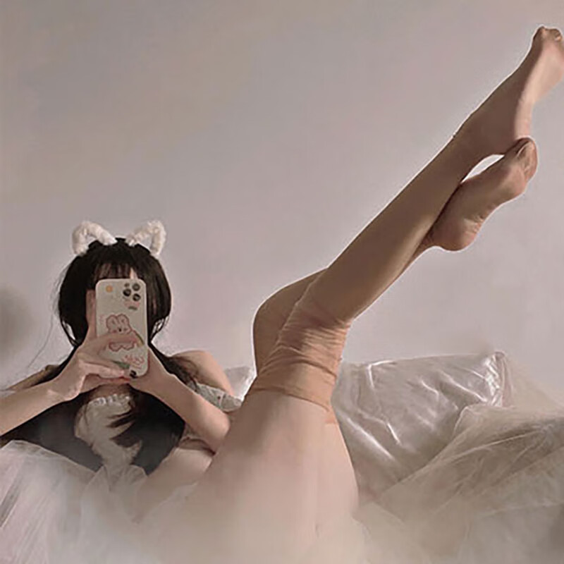 甜耳猫 日系性感无弹力中长筒透气过膝丝袜情调女纯欲黑丝大腿袜夏季