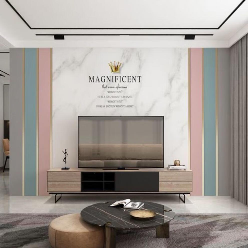 2021年新款电视背景墙壁布自粘画贴纸防水防潮客厅装饰直播现代简约