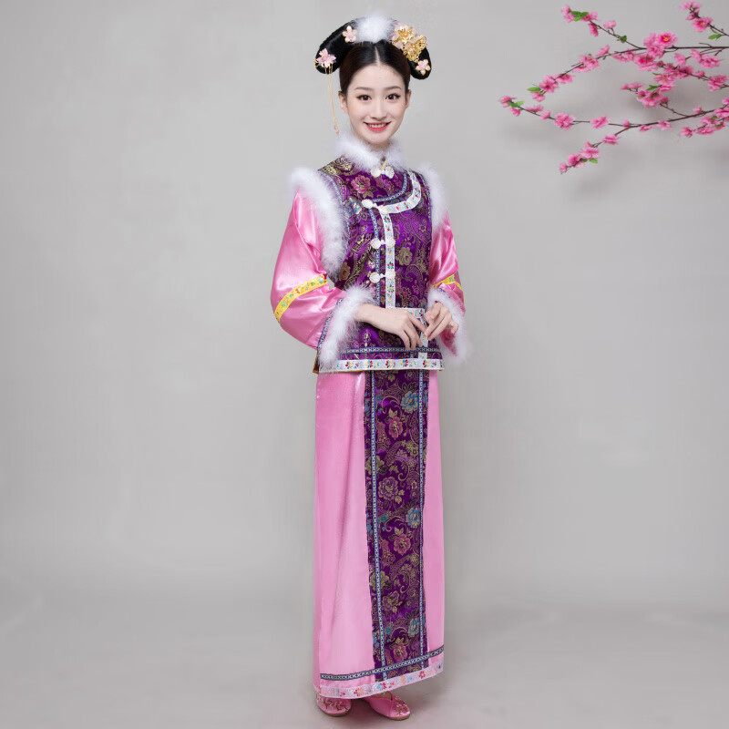 满族清朝还珠格格服装女古装成人公主宫旗袍大码服饰 粉色单独披风(加