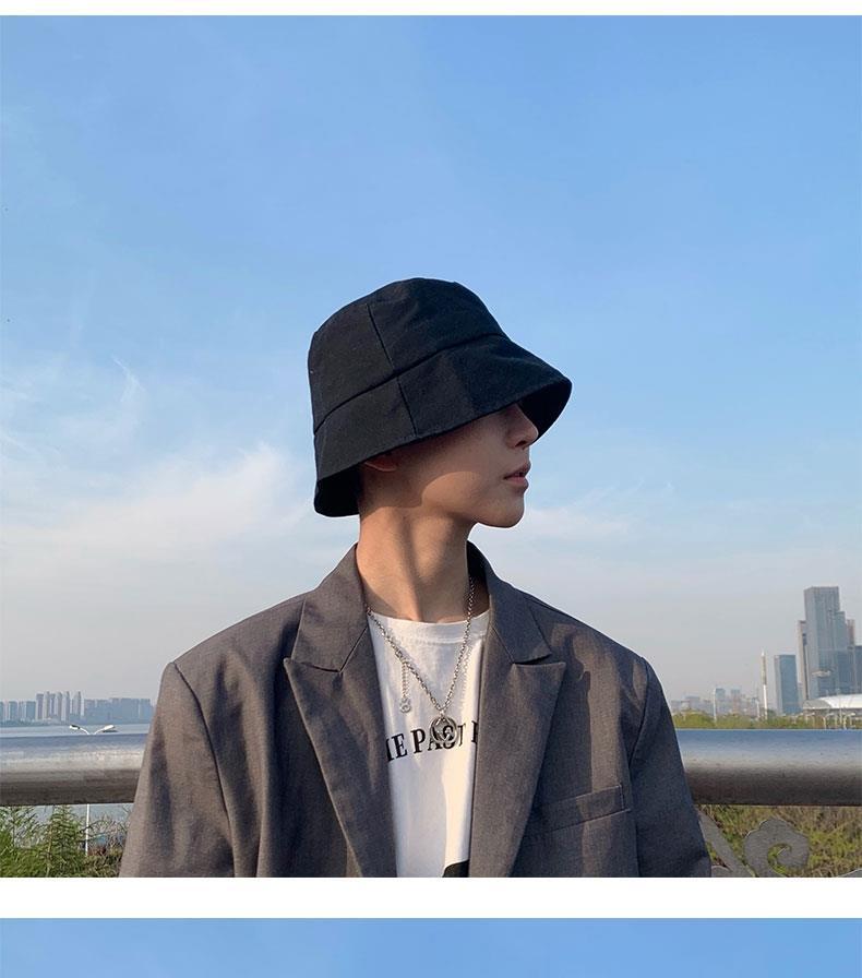 新品渔夫帽男大号yq大头围渔夫帽男潮牌嘻哈短檐盆帽显脸小薄大号帽子