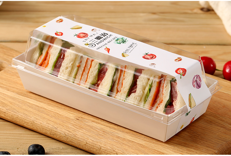 韩式三明治热狗天地盖透明吸塑盒蛋糕卷泡芙面包西点包装盒子 长方形