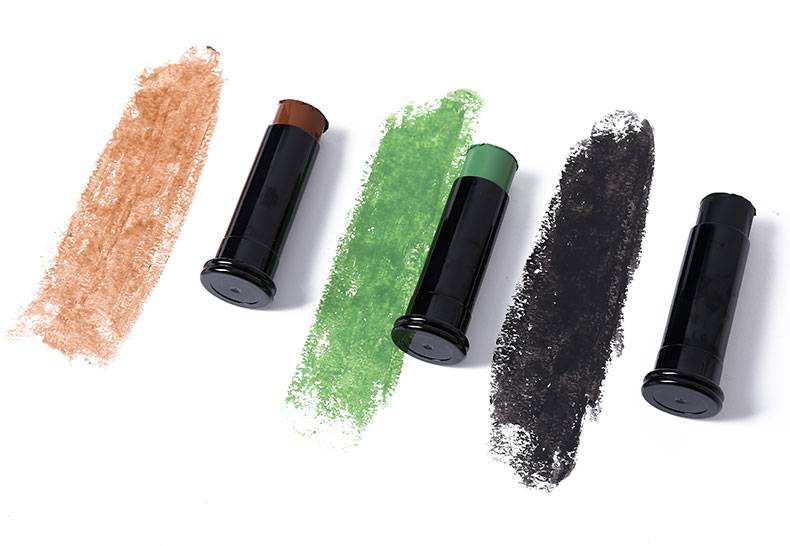 迷彩油cs迷彩战术脸油三色脸部伪装迷彩油膏表演画脸化妆笔油棒绿色单