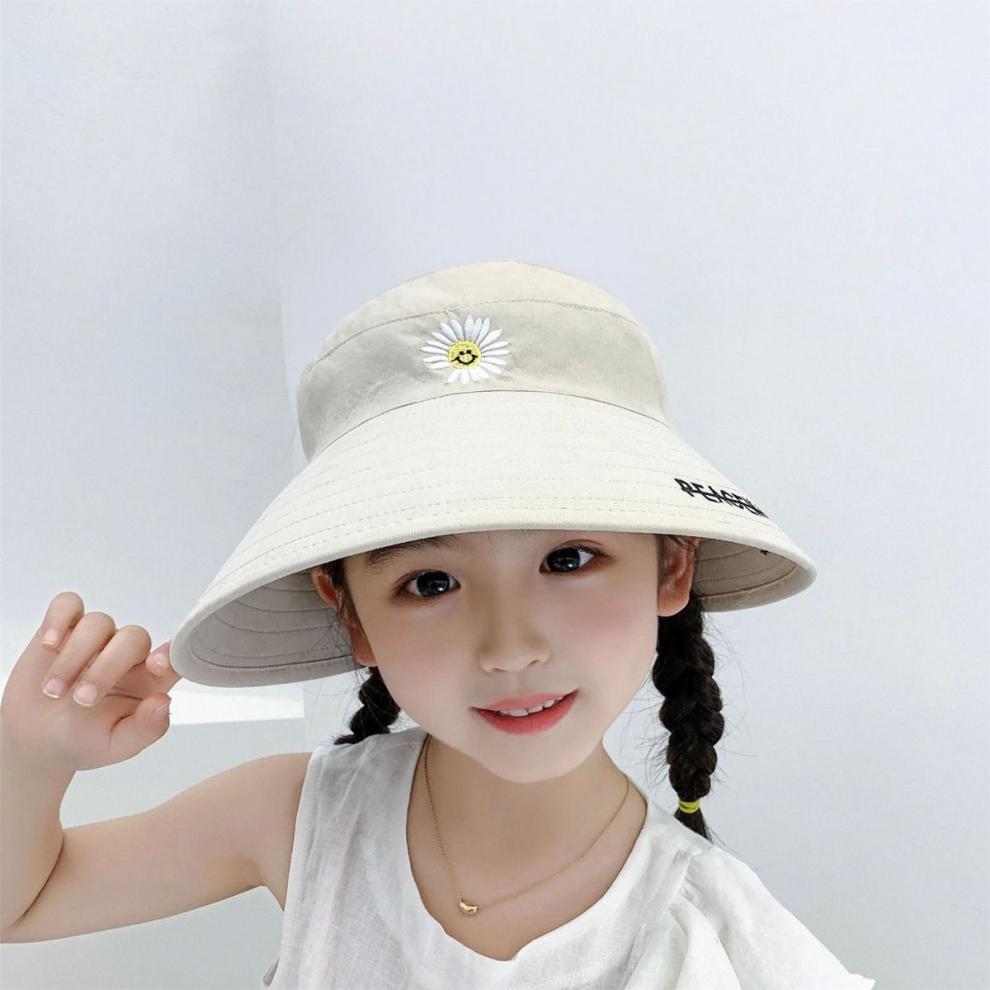 女童夏季渔夫帽儿童312岁小女孩戴的卡通字母薄款空顶帽遮阳帽适合小