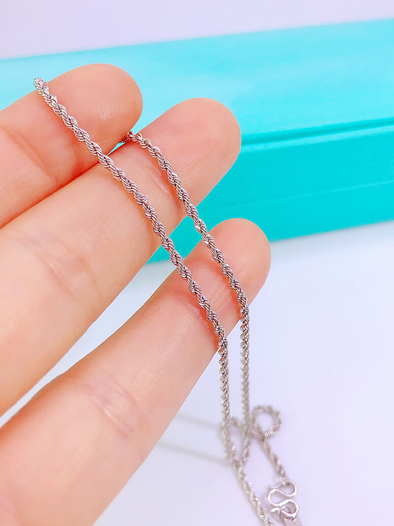 福强珠宝铂金项链女麻绳链麻花pt950白金项链锁骨链时尚扭绳链男铂金