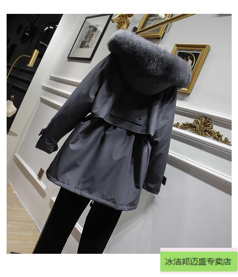 冰洁旗舰专卖新款服女小个子短款大毛领韩国收腰冬季白鸭绒派克外套