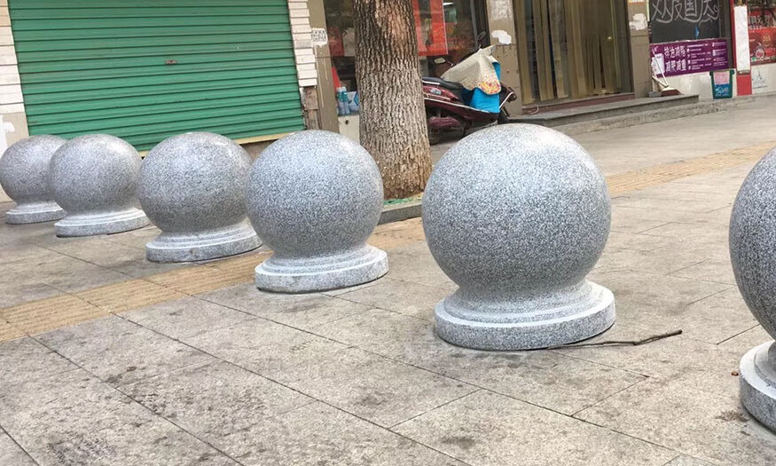 石头大理石花岗岩挡车球广场户外交通路障拦路护盾圆球庭院阻车石头墩