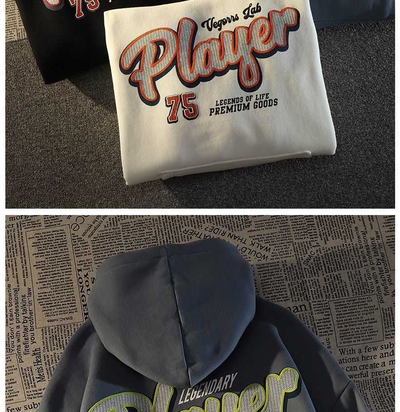 潮牌街头风数字印花连帽卫衣男女情侣春夏薄款学生外套潮fff数字印花