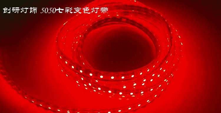 跑马流水rgb七彩变色220v户外水扁三线四彩灯带le48灯六彩绚丽跑马灯