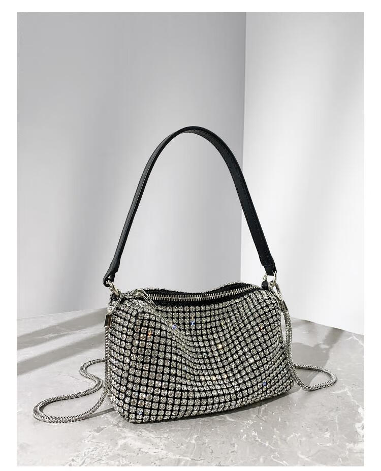 zara包包女包2022新款夏季高级感水钻满钻质感小众斜挎链条腋下包