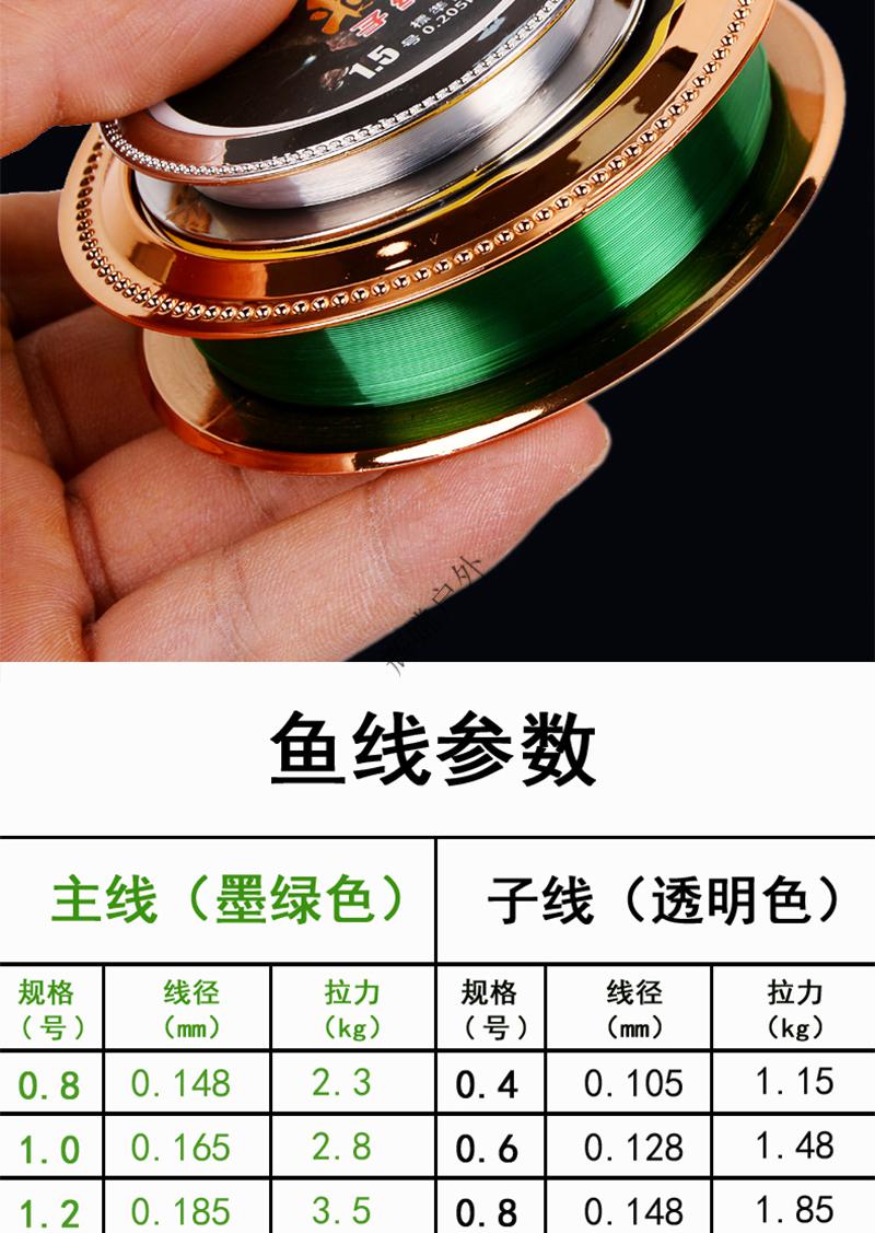 化氏一味同款钓鱼线套装子母线子母鱼线主线子线原丝耐磨尼龙钓鱼线组