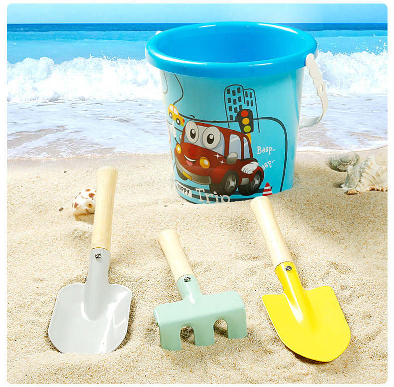 儿童沙滩玩具铲子和桶铁铲挖沙套装宝宝户外赶海玩沙戏水小桶铲子工具
