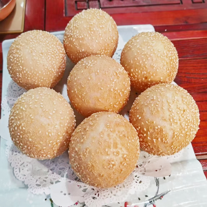 一口福早餐店空心大芝麻球400个豆沙馅麻圆麻团速冻面点油炸商用空心