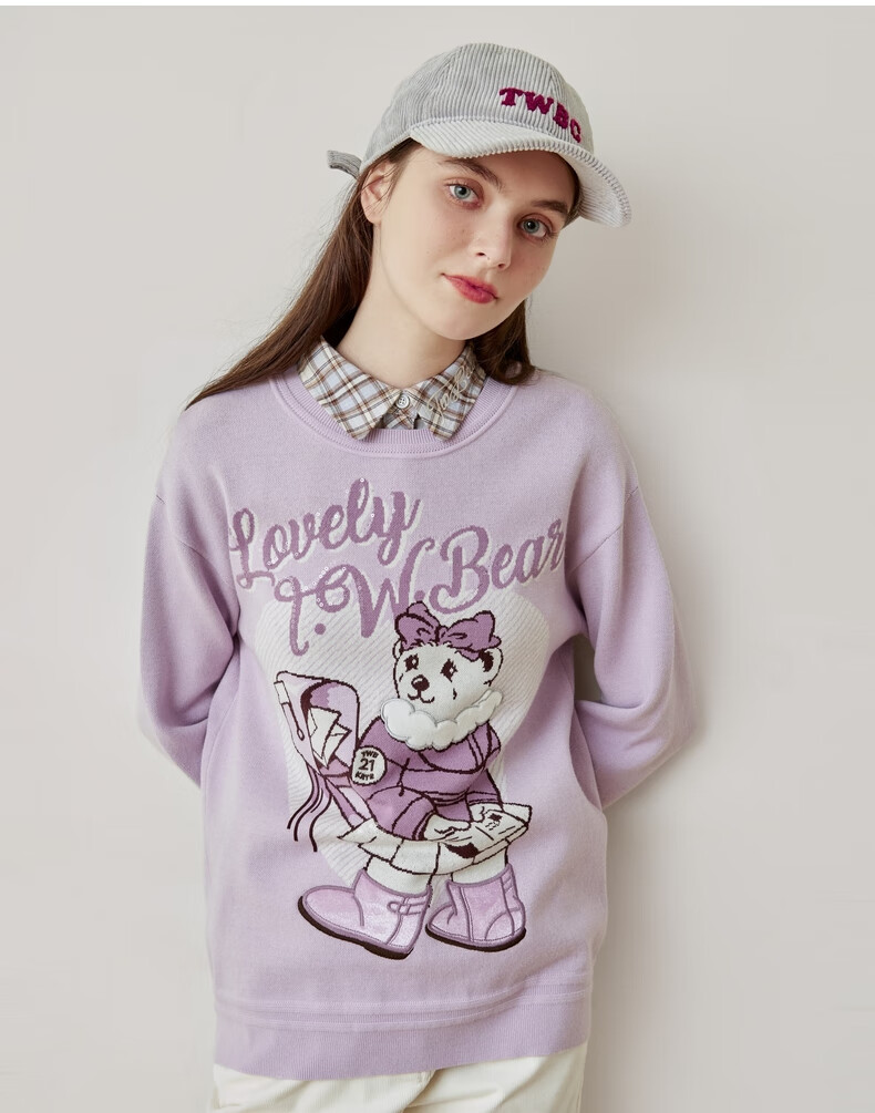 teenieweenie小熊圆领套头针织衫毛衣外穿宽松韩版显瘦女秋冬新款ttkw