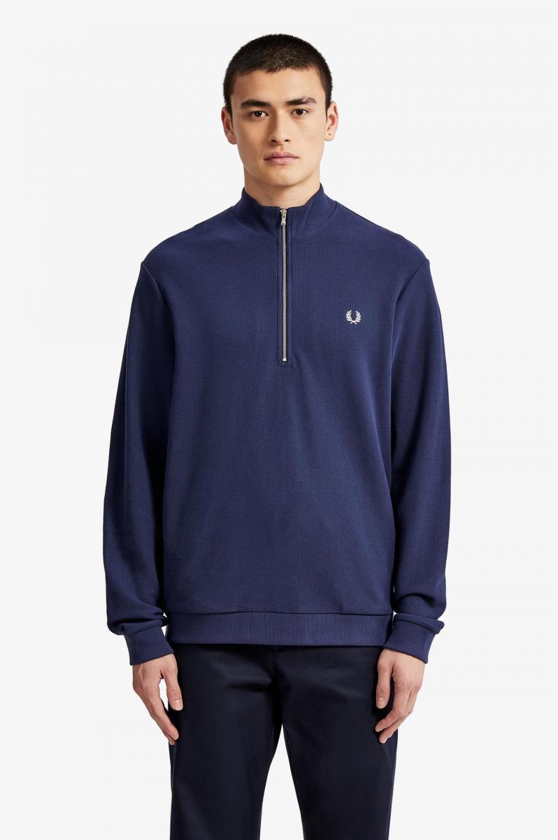 fred perry佛莱德派瑞卫衣男棉质半拉链立领套头衫m5587 black l