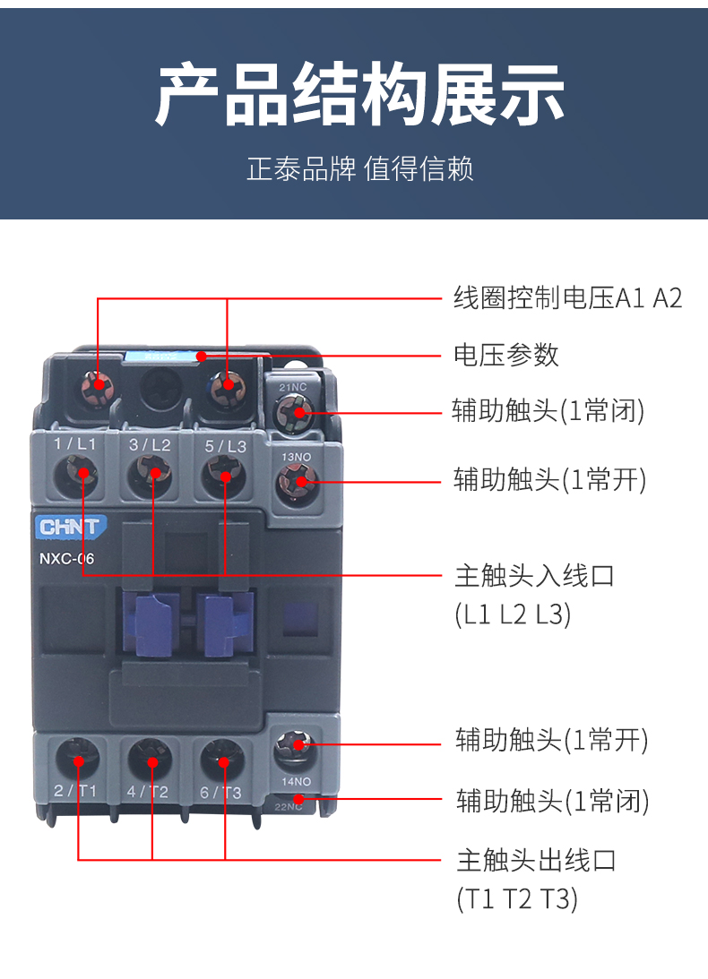 低壓交流接觸器常開常閉觸點nxc066a單相220v三相380v36v36vac