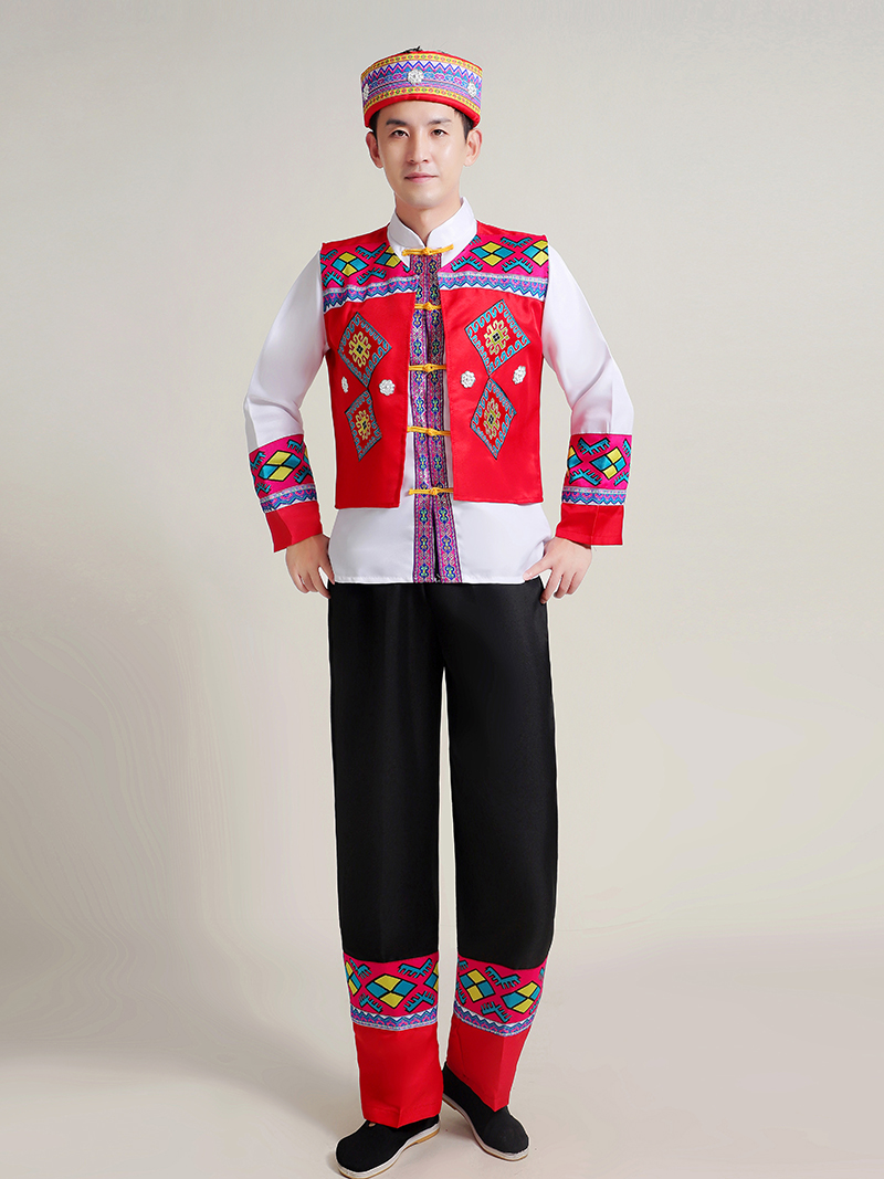 羌族服装少数民族服装男士苗族畲族羌族瑶侗族舞蹈服土家族彝族壮族