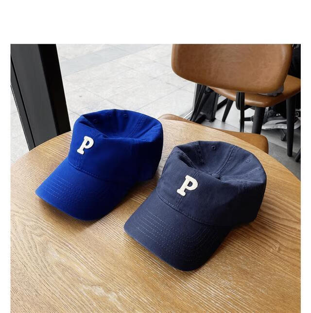 克莱因蓝帽子克莱因蓝帽子蓝色棒球帽p字母男鸭舌帽百搭女ins春夏显白