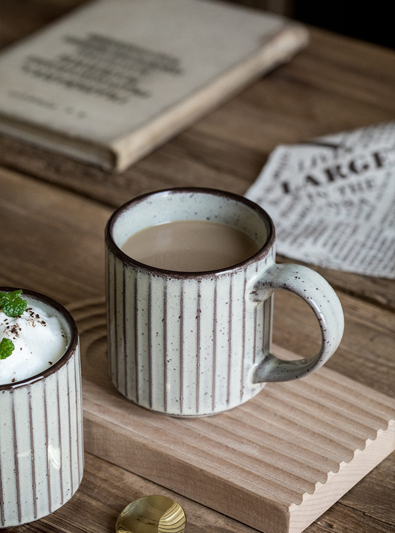 matcine美式做旧纹理杯子陶瓷马克杯家用个性喝水杯复古咖啡杯做旧