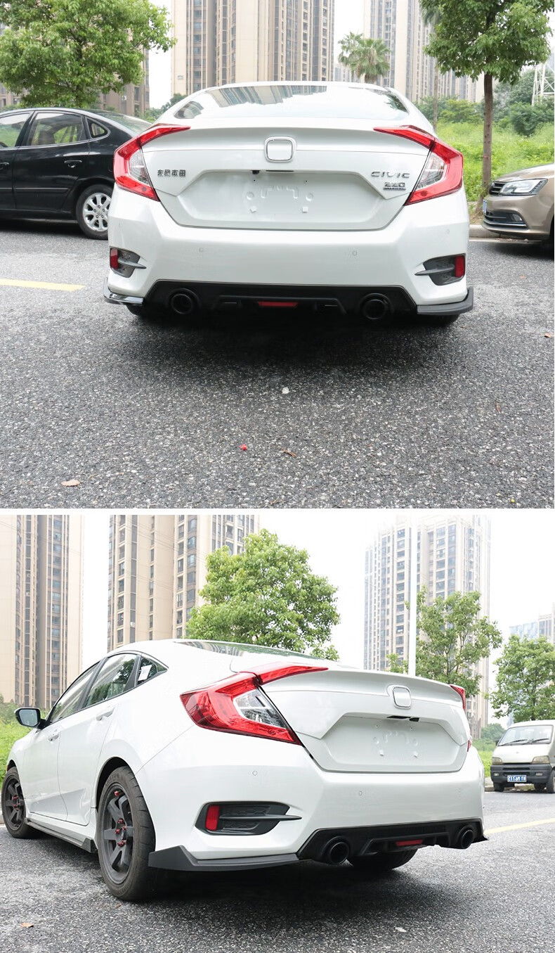 适用于本田十代思域改装后扰流尾喉排气管免切割装饰包围外观配件 带