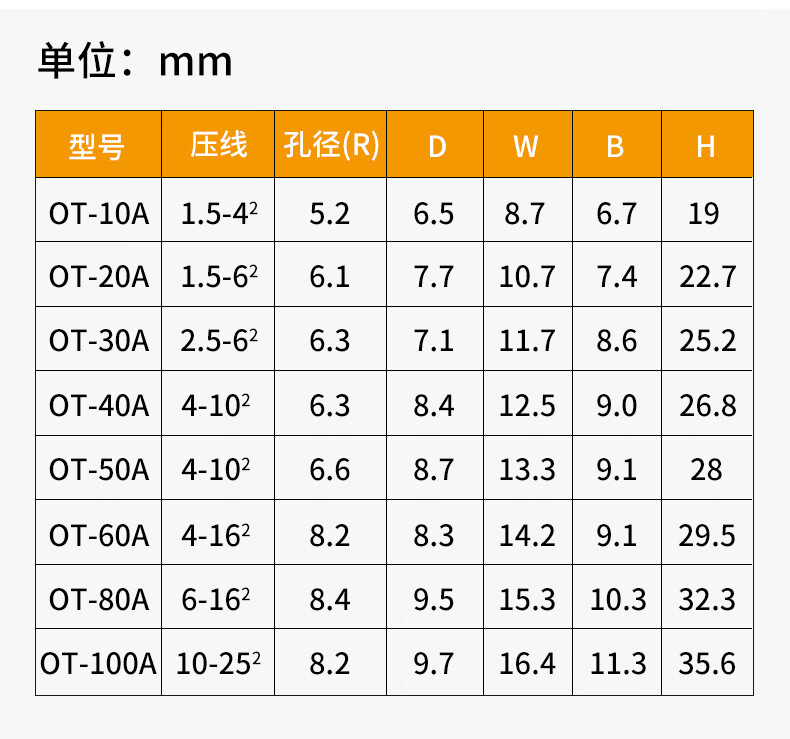 开口铜鼻子规格型号图片