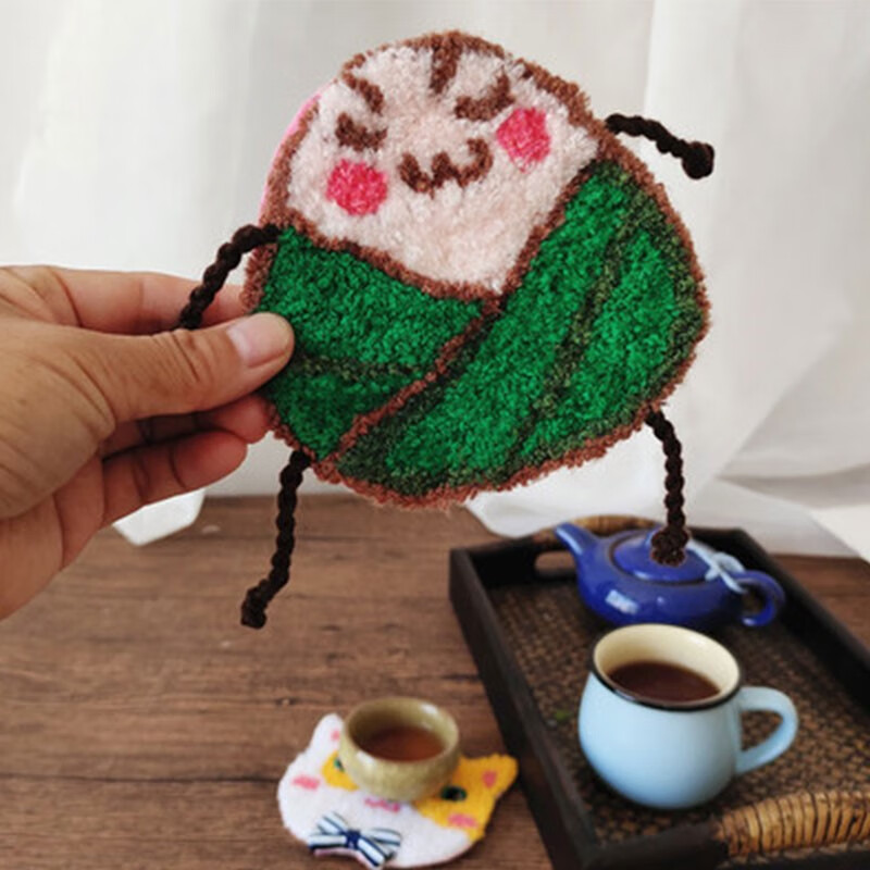 俄罗斯戳戳绣手工diy材料包毛线画自制杯垫创意解压戳戳乐初学者 牛奶