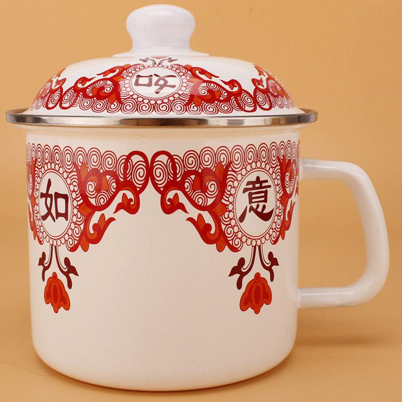 茶缸子老式搪瓷大号大茶缸子超大铁茶怀旧老式搪瓷杯带盖子创意日式防