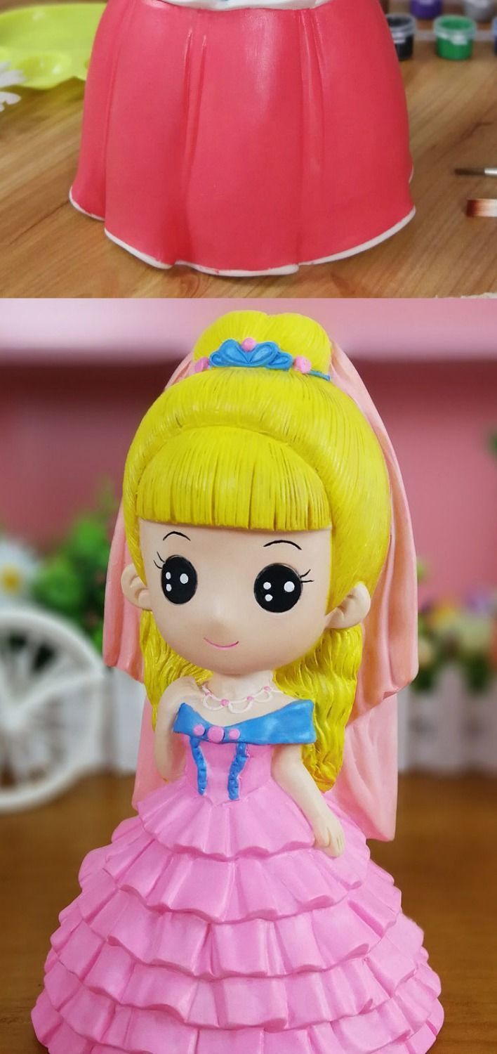 迪士尼disney旗舰同款彩绘石膏娃娃男女涂色史迪仔搪胶白胚涂鸦儿童