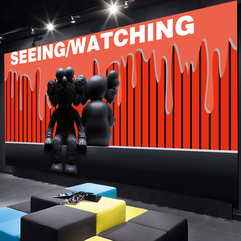 潮流壁纸 网红潮牌背景墙纸kaws潮流芝麻街壁纸工作室服装店直播间