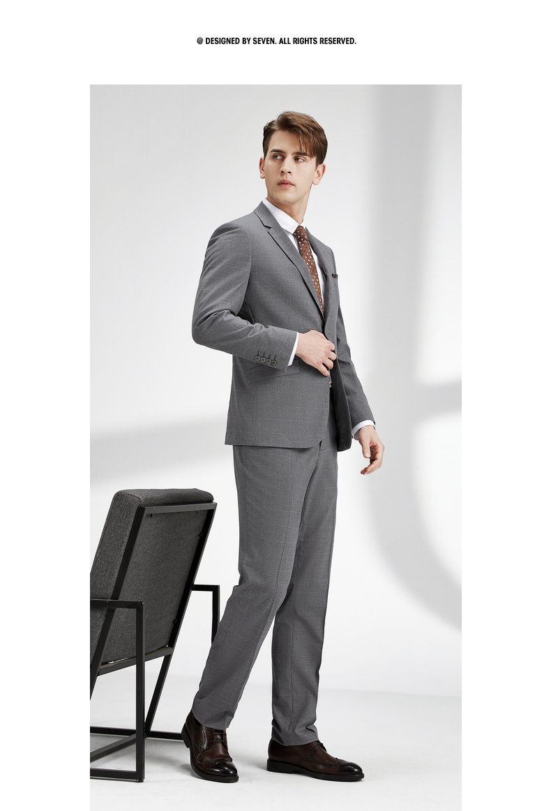 格纹花纱男士西装礼服两件套122jc70100 中灰 b50【图片 价格 品牌