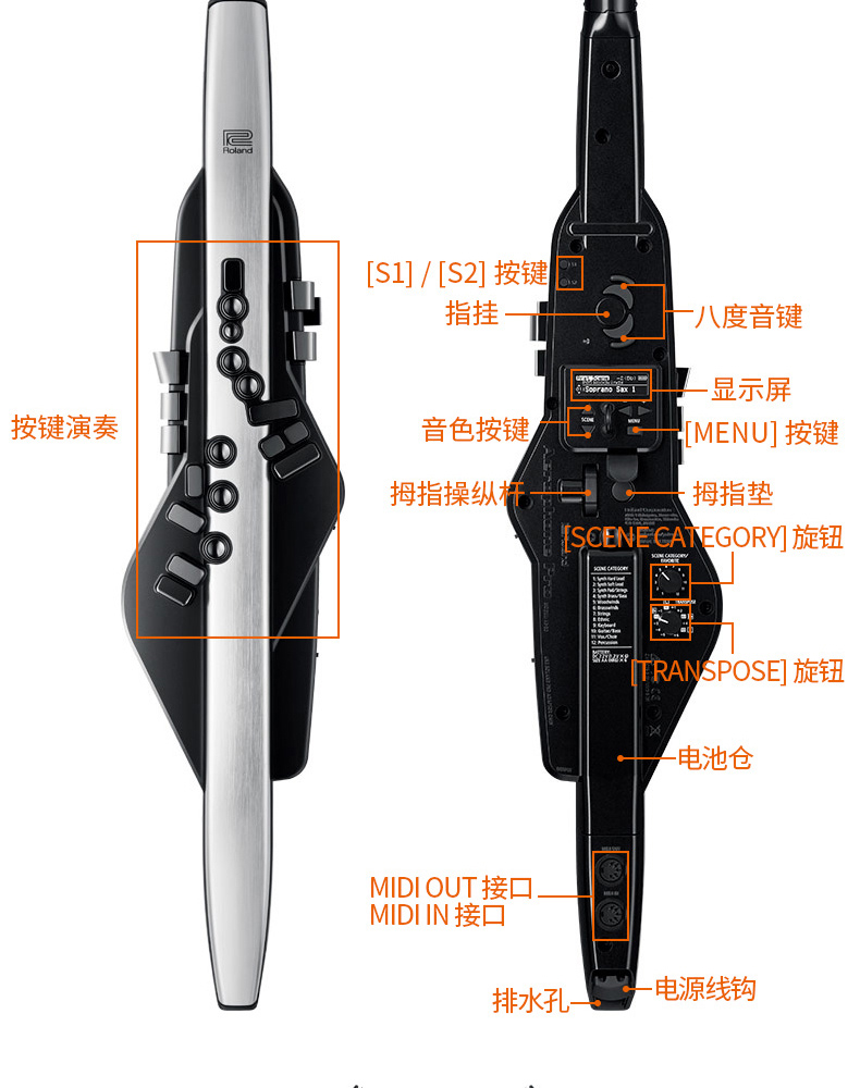 roland羅蘭電吹管ae20進口電子吹管樂器ae01c老人娛樂初學樂器電