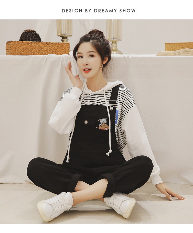 6765适合初中生高中生女生春秋天穿的牛仔背带裤子少女春秋装2022
