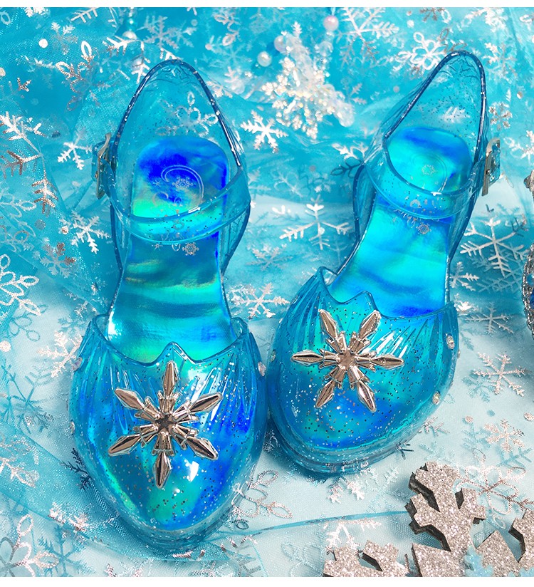 迪士尼disney新品新款冰雪奇缘水晶鞋子儿童艾爱莎公主鞋高跟女童凉鞋