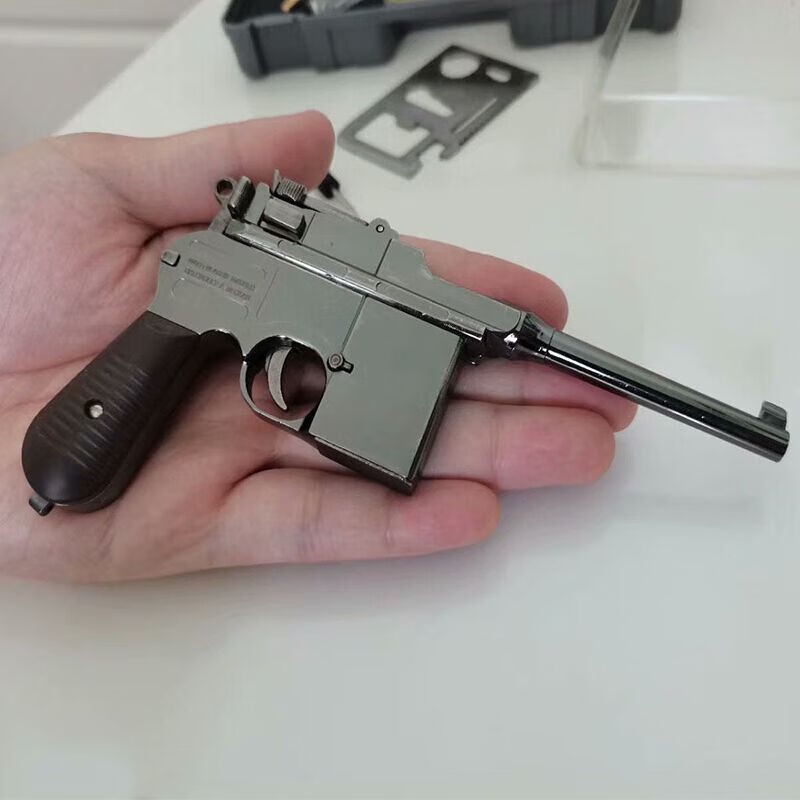 05毛瑟驳壳模型二战汉阳造盒子炮抢全合金属可拆卸玩具 金色标配 皮套