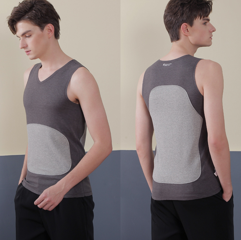 真彩内含山羊绒保暖背心男士一片式无痕护胸护背贴布打底内衣冬季中厚