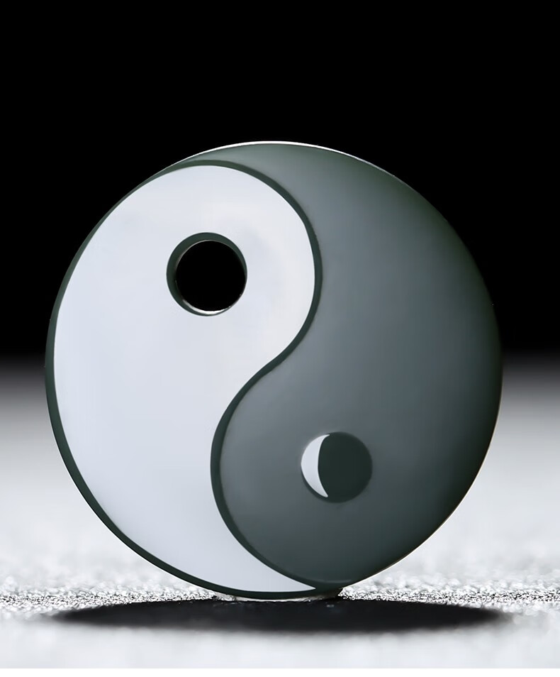 檀福匠新疆和田玉太极八卦吊坠玉佩玉牌道家挂件塔青一细料青玉玉石送