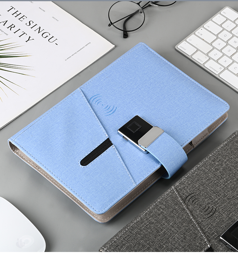 活页电子本子办公会议记录本党员学习工作记事本指纹密码锁日记本定