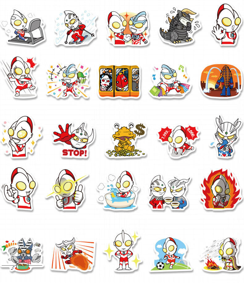50张卡通奥特曼儿童贴纸怪兽幼儿园奖励宝宝男孩防水贴画粘贴玩具 50