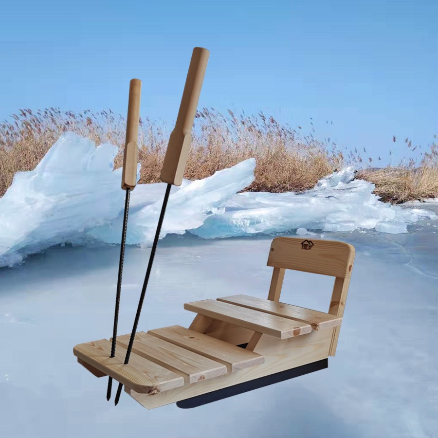 冰车 冬季户外雪上爬犁冰车 木质滑冰车 雪橇车 冰爬犁 儿童 冰上娱乐
