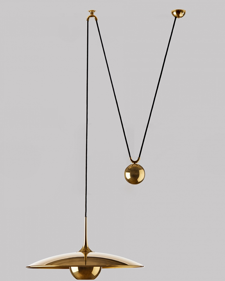 可伸缩吊灯北欧包豪斯飞碟灯岛台滑轮伸缩吊灯个性设计师餐厅可调节