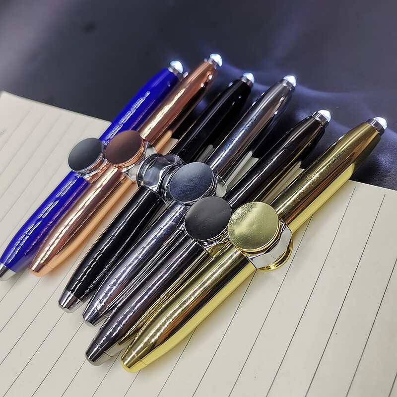 指尖陀螺战术笔指尖陀螺笔led灯发光玩具无聊发泄解压笔金属笔多功能