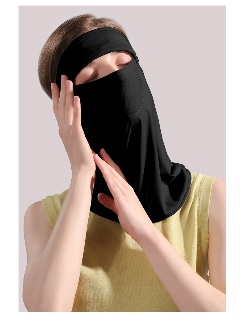 跨速kuasu脸基尼女防晒面罩夏季冰丝面纱脖子遮阳全脸部薄款口罩学