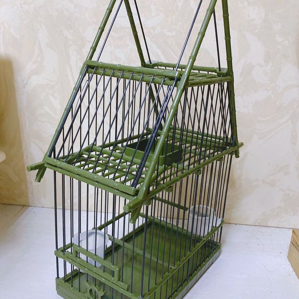 凡佰酷精品塑钢鸟笼打笼鸟用机关笼拍笼踏笼黑子贝子鸟食盒自锁防风